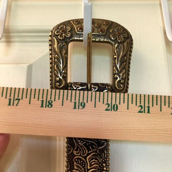 Vintage Lake Shore Drive Women's Embellished Crystal Belt Brass Buckle Medium - Picture 12 of 13